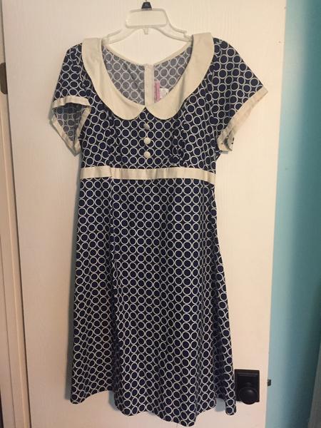 Blue Dress With White Circles
