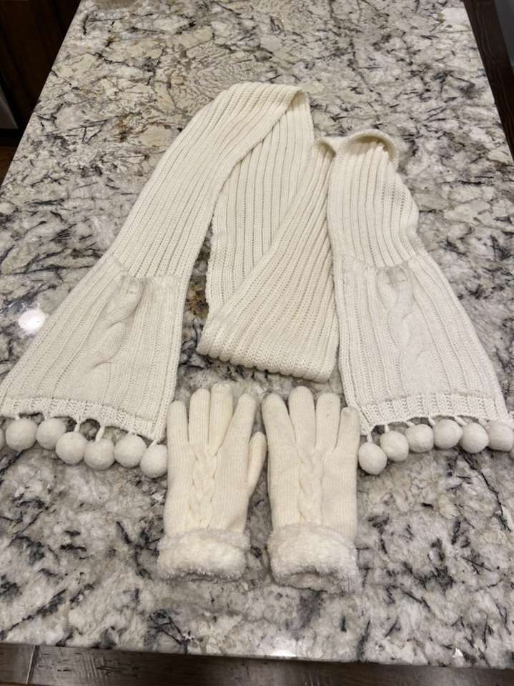 White Scarf And Gloves