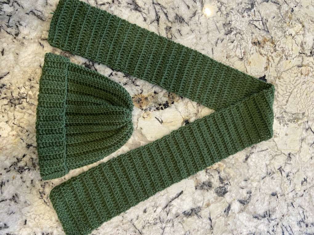 Green Crochet Scarf And Hat