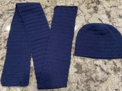 Navy Crochet Scarf And Hat