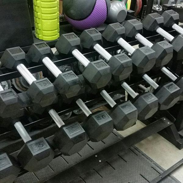 10-50# Dumbbell Set *Rack Included* Rubber Hex dbw