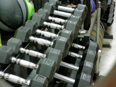 25 45 65 Pound Rubber Hex Dumbbell Set