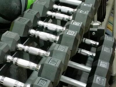 Pair 55 & 65 Rubber Hex Dumbbells *dbh*