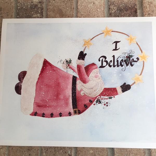 “Flying Santa” Watercolor Print