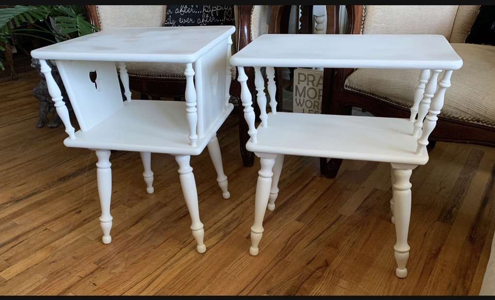 Pair Of Solid Wood Vintage End Tables