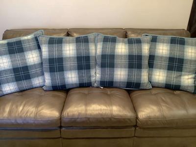 Set of 4 Ralph Lauren Teal Plaid Throw Pillows