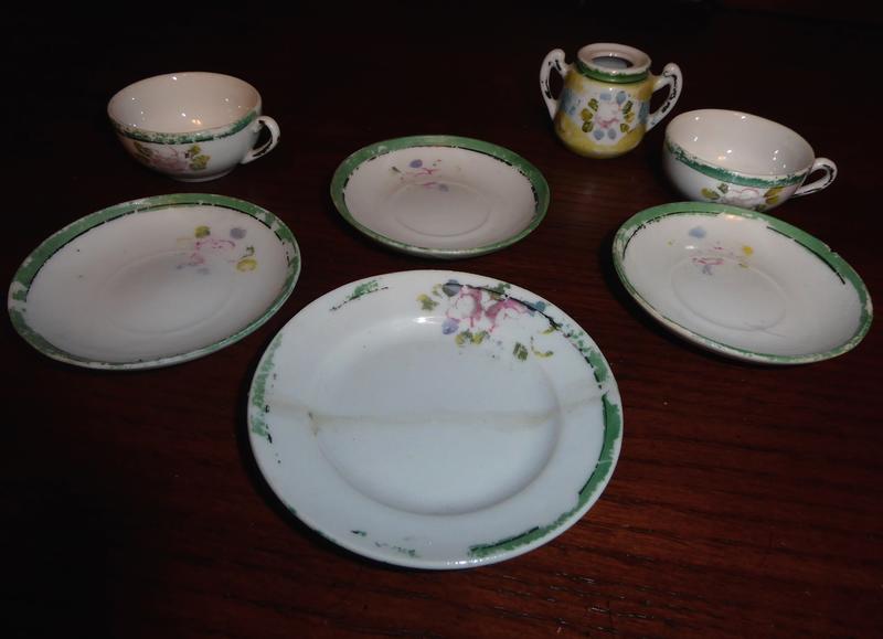 Very Old Antique Mini Tea Set With Parts Missing For Crafts OR Fun Decor