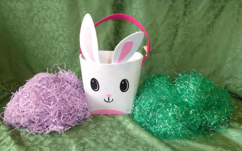 Really Cute Felt Easter Bunny Rabbit Basket With Two ( 2 ) Bags Of Easter Grass