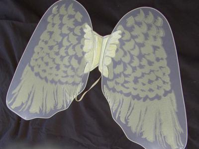 Child White Satin Netting Fabric Angel Fairy Wings For Halloween Or A Live Christmas Nativity