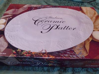 Beautiful White Ceramic EASTER / Thanksgiving / Christmas / Holiday Party Italian Platter Like New