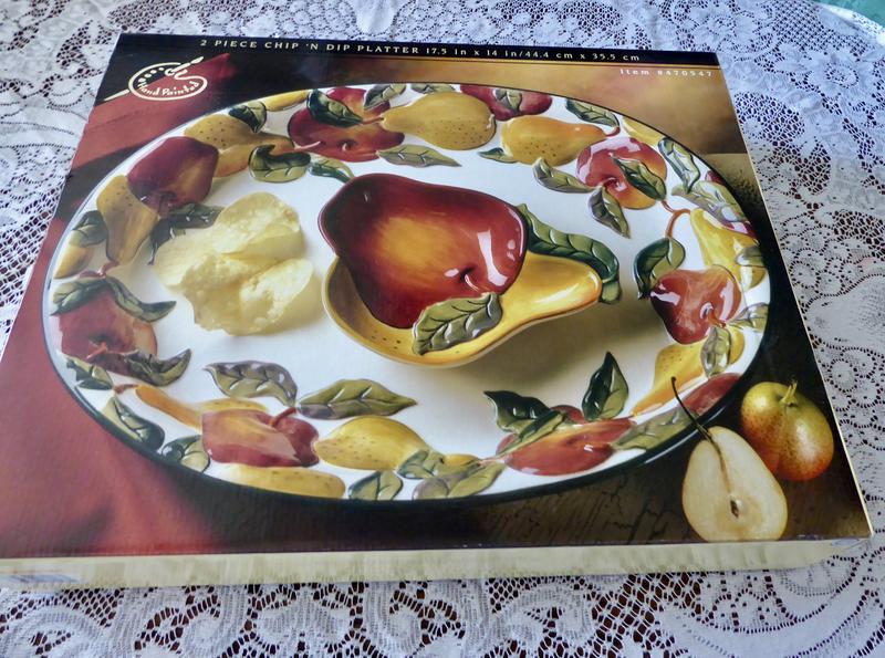 New Hand Painted Party Size Chip Dip Platter Set Dish Party Platter- GREAT FOR PARTIES