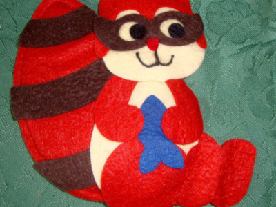 12 Really Cute Felt Fabric Raccoon Animal Applique Shapes For Fun Christmas Ornaments OR Craft Projects-Hobbies