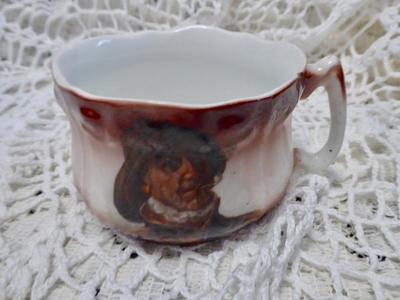 Rare Antique Tea Cup With An Art Picture Of A Colonial Man