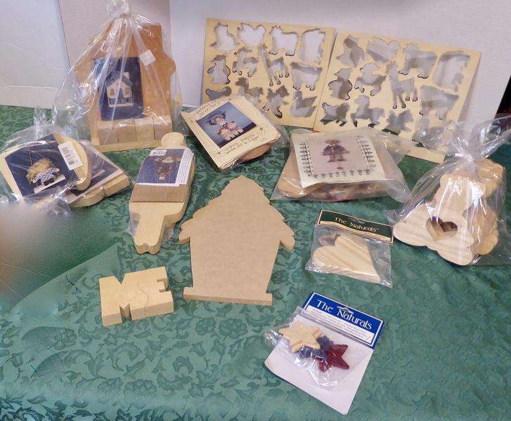Assorted Wooden Items For Fun Craft Projects- Dolls, Angels Bears, Houses, Hearts Napkin Holders
