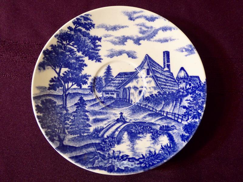 Collectible Vintage Japan Blue And White Cottage Scene Plate For Fun Wall Decor