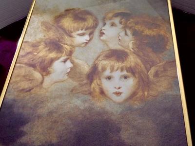 Five Beautiful Angels Gold Vintage Framed Art Wall Print