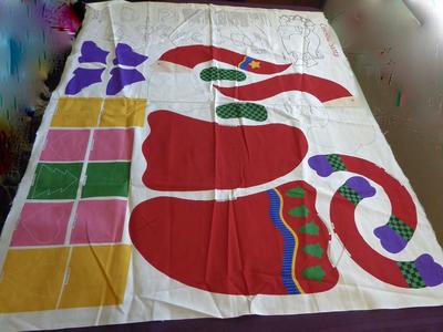 Vintage Celestial Santa Quilt Or Wall Decor Fabric / Cloth Panel