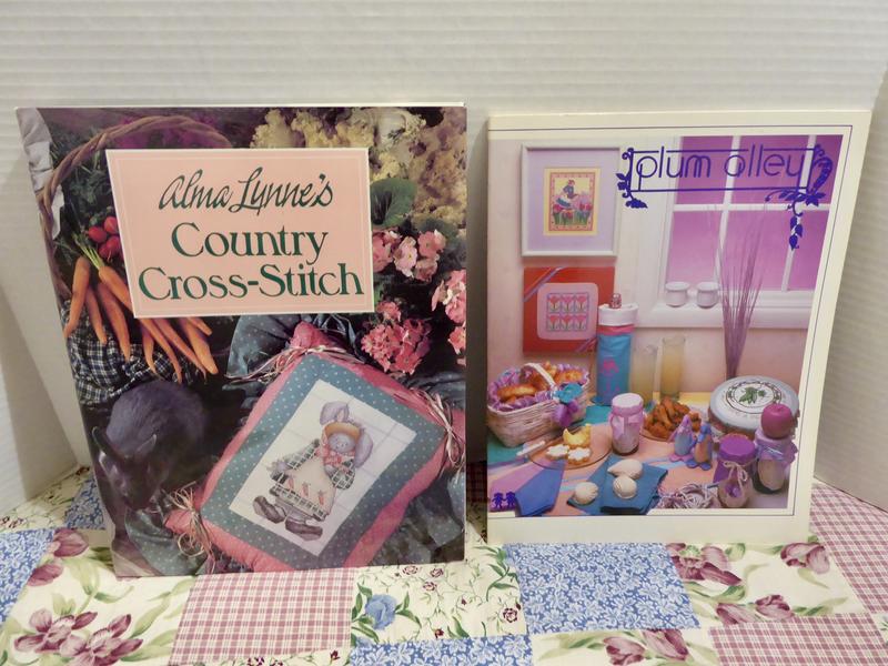Two Really Fun Country Cross Stitch / Craft Books With Lots Of Great Recipes And Needlework