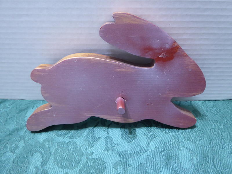 Vintage Rustic Wooden Easter Bunny Rabbit With Peg Wall Hanger For Fun Decor