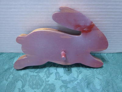 Vintage Rustic Wooden Easter Bunny Rabbit With Peg Wall Hanger For Fun Decor