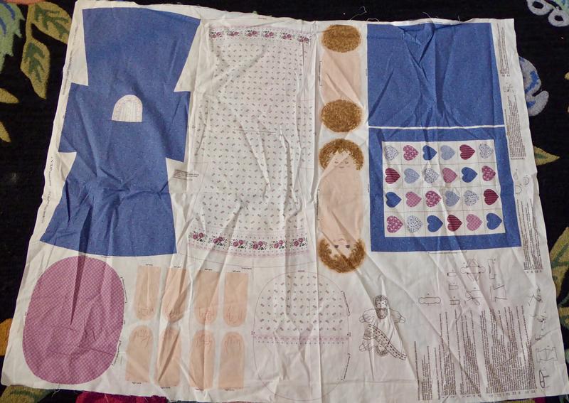 Cotton Fabric Panel To Sew A Reversible Baby Doll With A Quilt / Blanket And Bonnet With Great Instructions