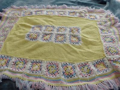 Vintage Hand Crochet Doll / Baby Blanket / Afghan