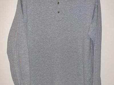 Mens M Puritain Henley Gray Long Sleeve Shirt