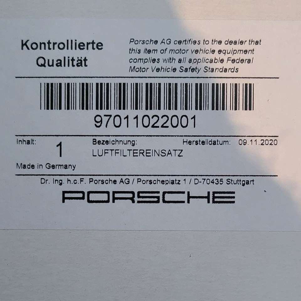 BRAND NEW PORSCHE ENGINE AIR FILTER