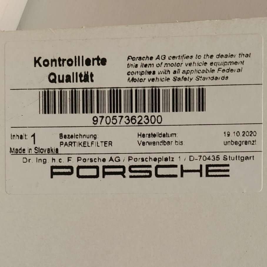 OEM PORSCHE CABIN FILTER NEW