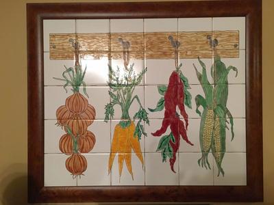 Ceramic tile vegetables painting beautiful frame