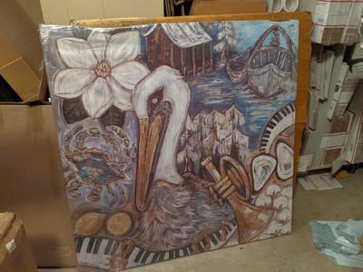 Large canvas Canvas pelican bird keyboard boat flower New Orleans ? 53X 54