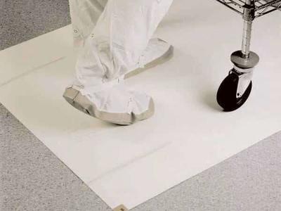 Texwipe AMA254582W Adhesive Floor Mat, 25" x 45", Clear on White, 60-layer mats, 4 mats