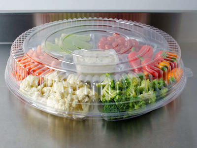 Fineline Platter Pleasers 9801-LL 18" Clear PET Plastic Round Low Dome Lid - 25/Case