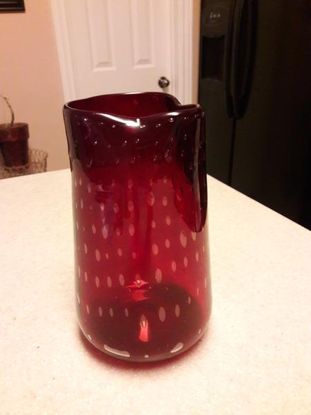 vintage controlled bubble art glass pitcher