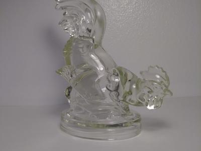 1940's glass/crystal rooster bookend figurine