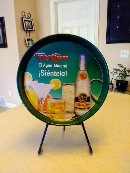 Topo Chico round advertisement serving tray