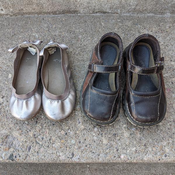 Two Pairs of Girls Shoes - toddler size 7