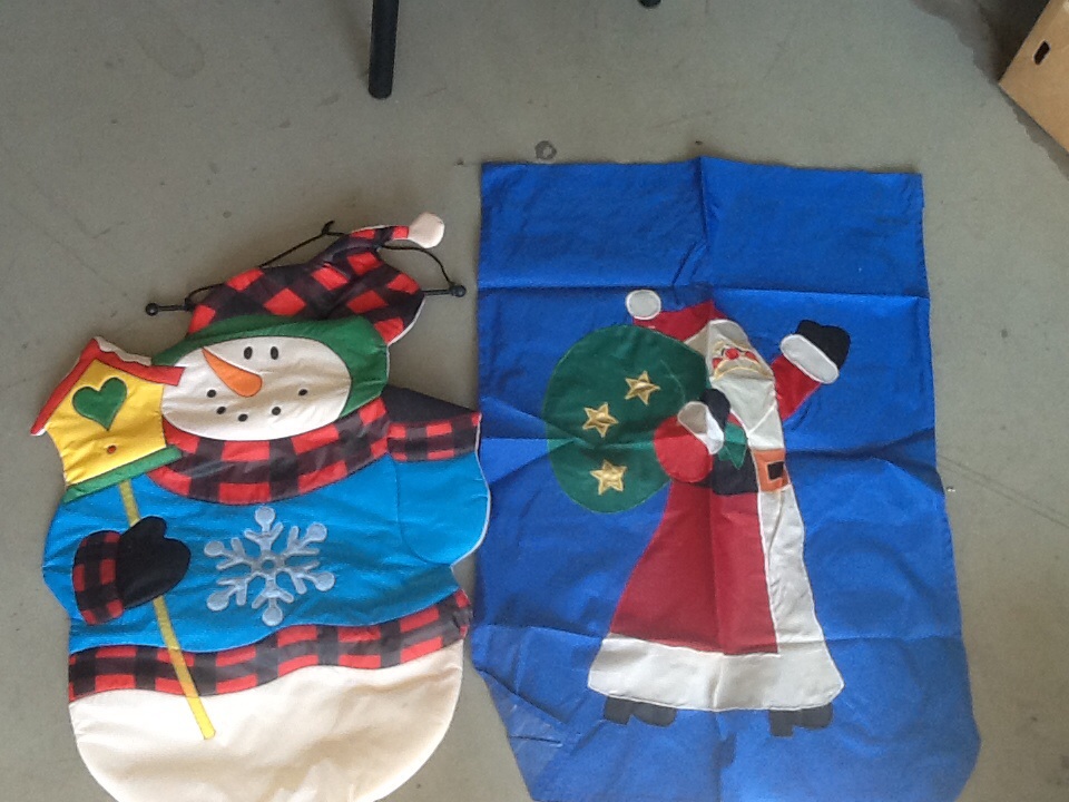 Santa and snowman hanging decorations
