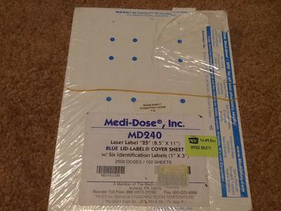 Medi-Dose Blue Lid-Label CoverSheet