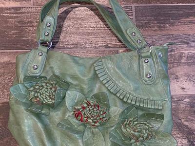 Big Green Purse with flowers