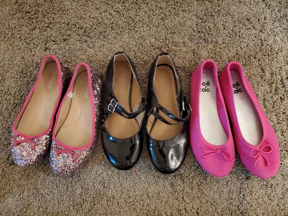 Like New! 3 Pairs of Girl Size 3 Shoes Flats