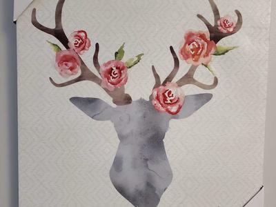 20 Inch Deer Rose Canvas Artwork Painting