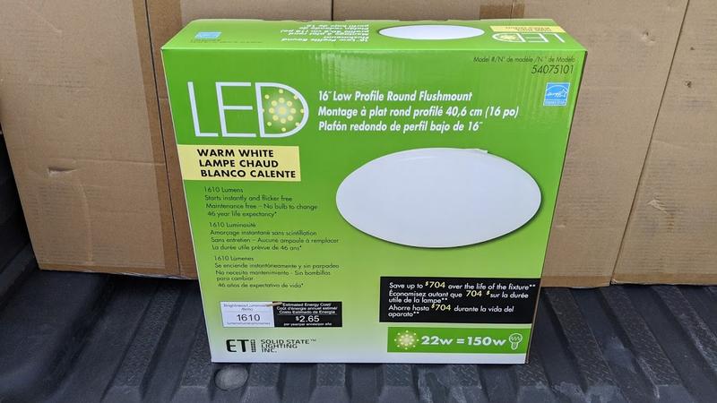Brand New ETI 16 inch LED Round Flushmount Light Fixture 22 Watt 2700K  ($59.95 online) **Less Than 1/4 Price**