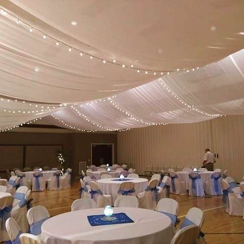Fabric ceiling drape with lights