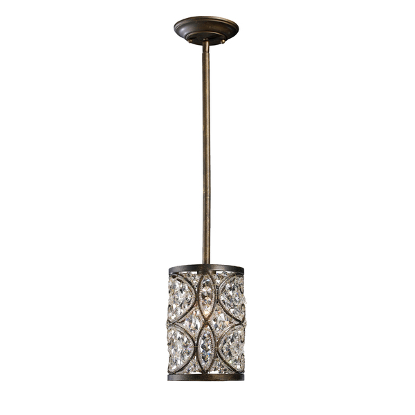 NEW ELK LIGHTING AMHERST CRYSTAL 1 LIGHT ANTIQUE BRONZE PENDANT (RETAIL: $244.00 EA) - 4 AVAILABLE