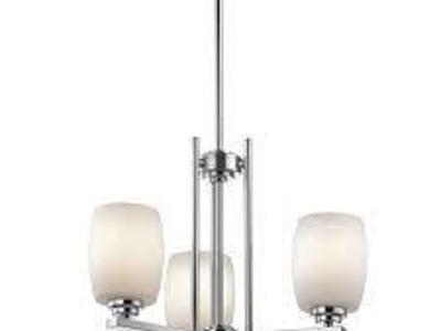 NEW KICHLER 3 LIGHT CHROME CHANDELIER (RETAILS: $218)