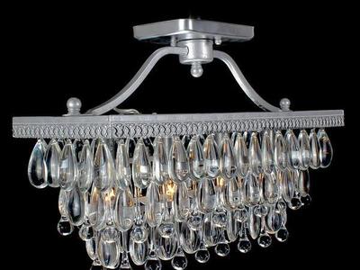 NEW SEMI FLUSH 3 LIGHT CRYSTAL CHANDELIER