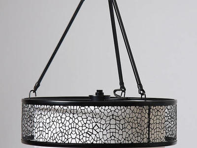 NEW BLACK DOUBLE BARREL 3 LIGHT CHANDELIER