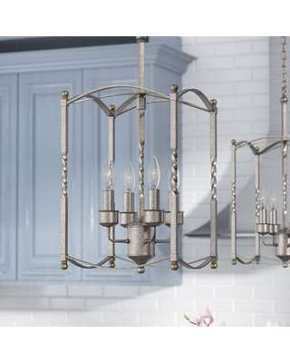 NEW IVIE 4 LIGHT ANTIQUE SILVER CHANDELIER (RETAILS: $259.99)