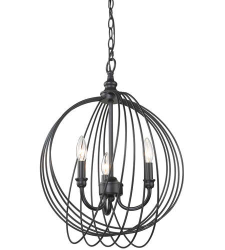 NEW BLACK 3 LIGHT WIRE ORB CHANDELIER